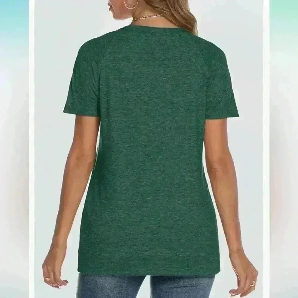 Short Sleeve Crewneck Tees for Women Trendy Lightweight Soft Casual Green XXL - Picture 2 of 5